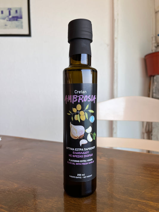 Cretan Ambrosia Bio Extra Virgin Olive Oil With Garlic 250ml